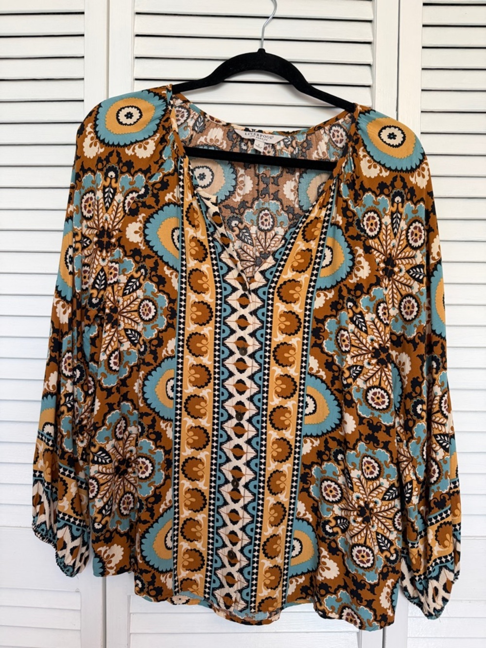 Liverpool Bohemian Floral Peasant Top